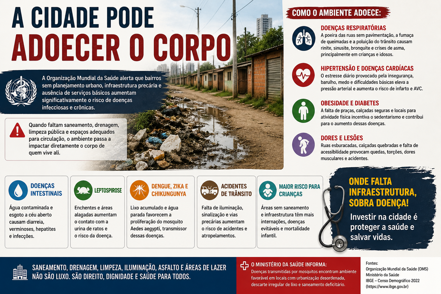 Esgoto a céu aberto e lixo acumulado